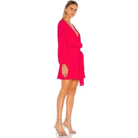 krisa Tie Waist Surplice Mini Dress Desire XS - Picture 2 of 10